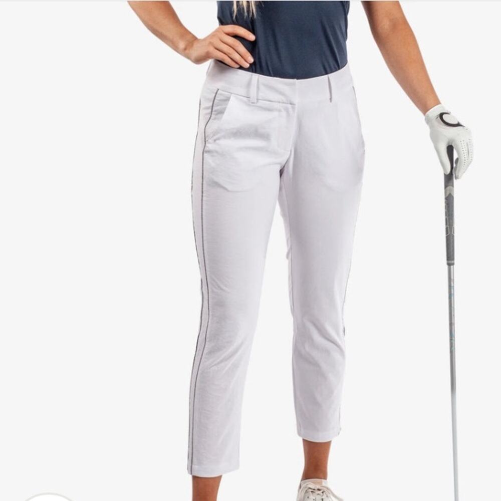 NEW GALVIN GREEN NICOLE WHITE & GREY BREATHABLE GOLF PANTS US SZ 8 (Euro 36)